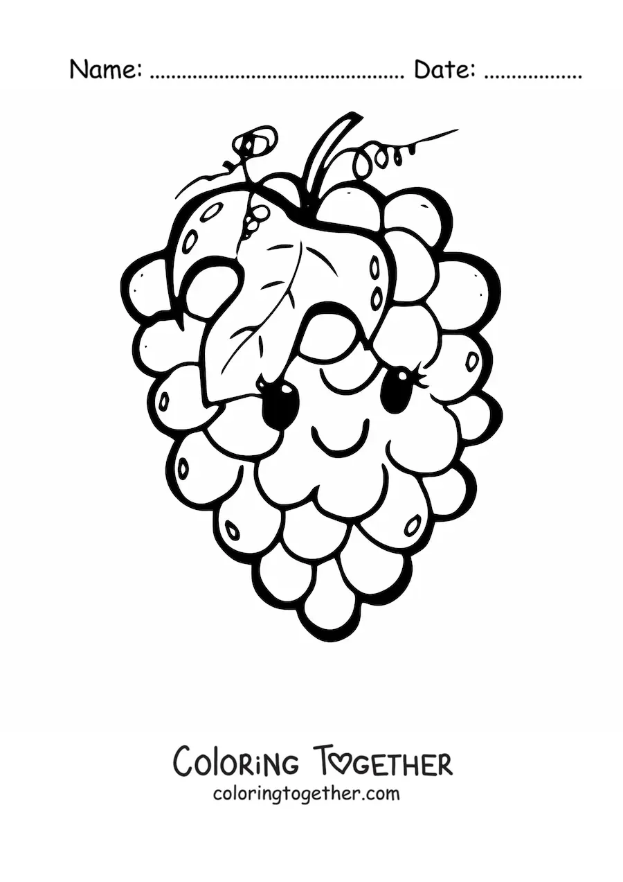 Coloring page of kawaii grapes