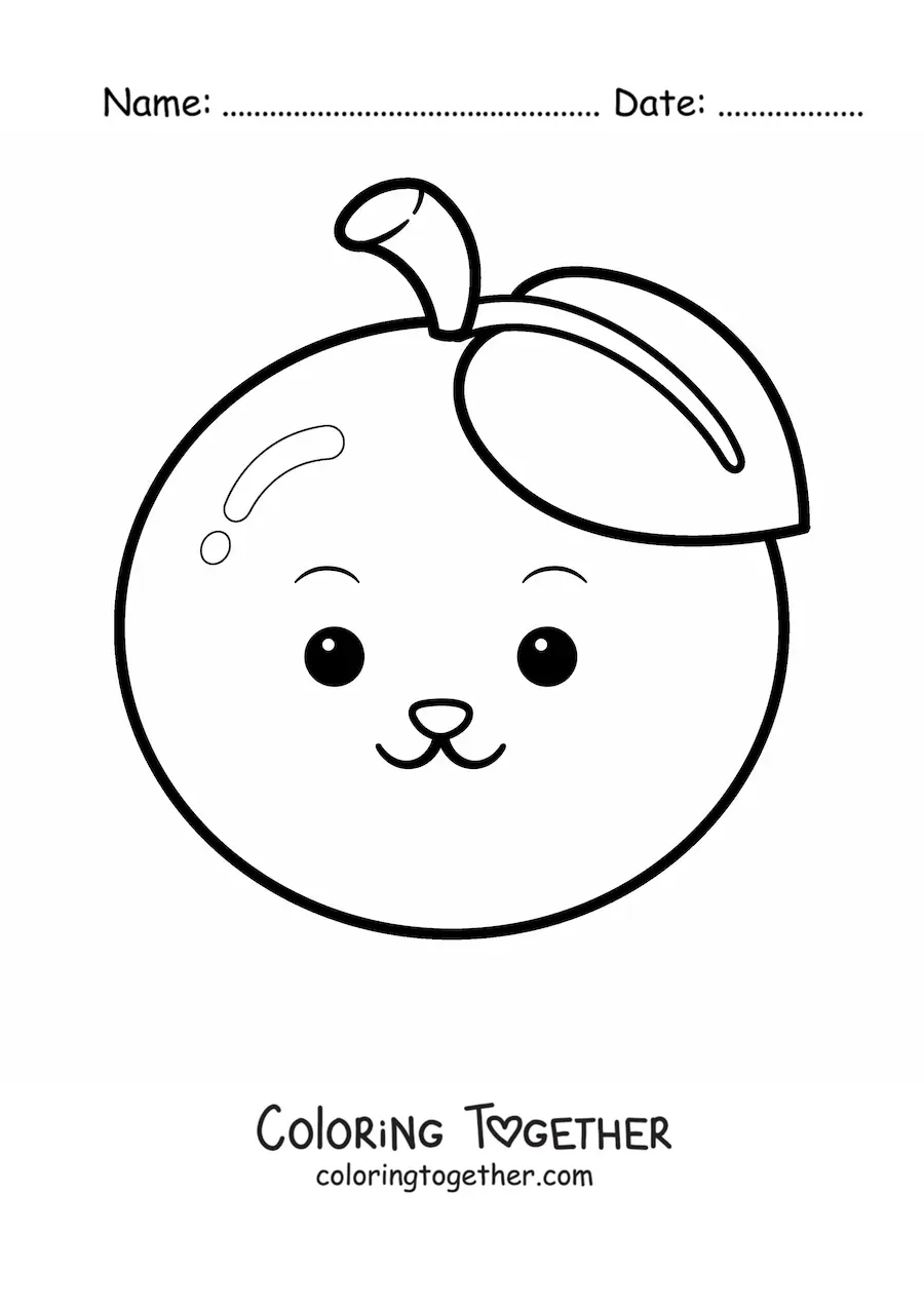 Coloring page of a kawaii orange