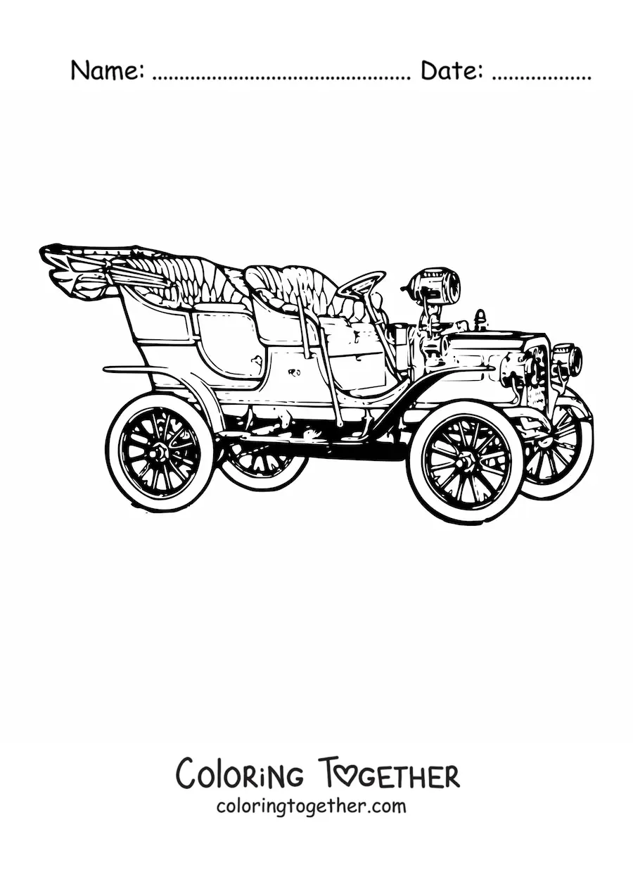 Coloring page of an old Model T car