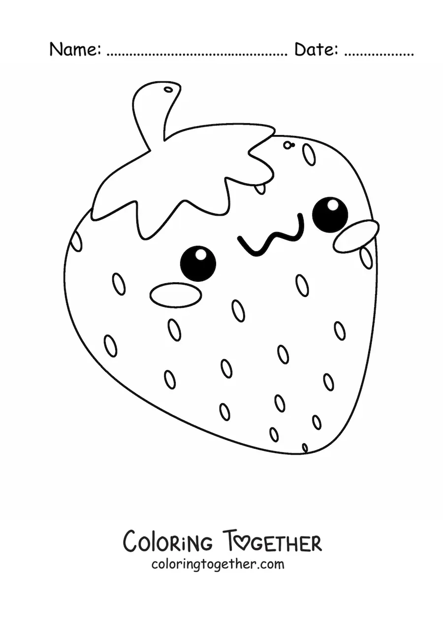 Coloring page of a kawaii strawberry