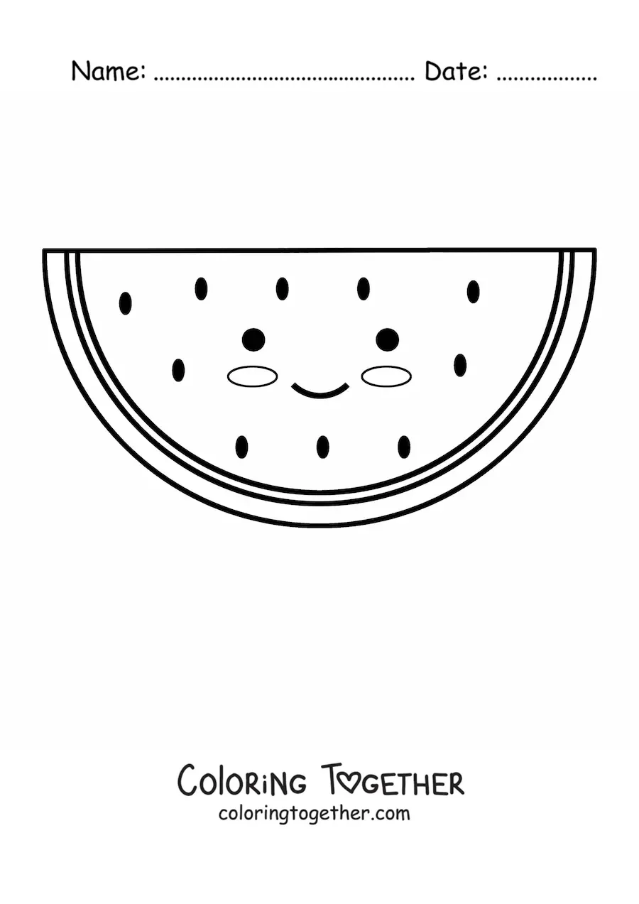 Coloring page of a tender watermelon