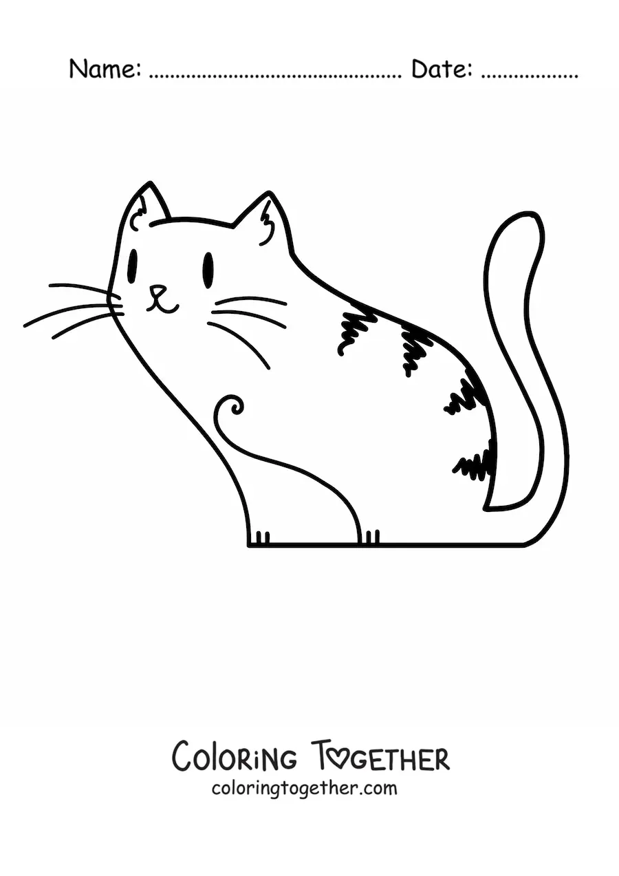 Coloring page of a kawaii cat
