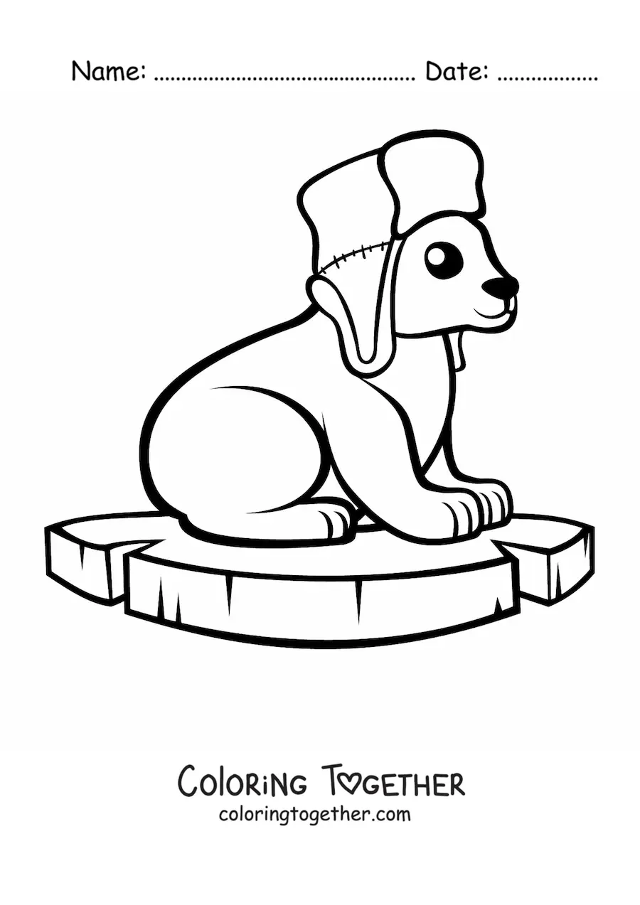 Coloring page of a kawaii polar bear with a hat