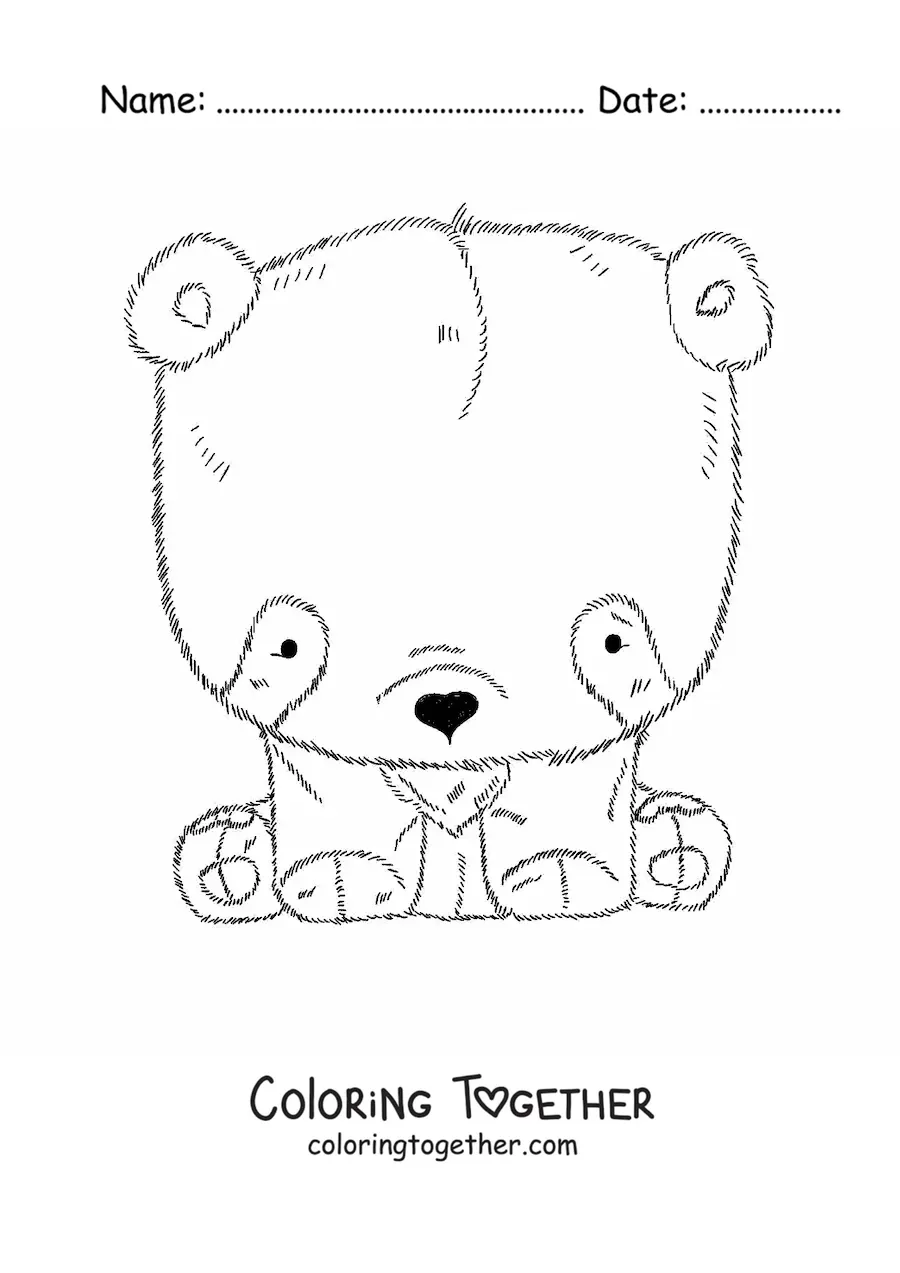 Coloring page of a panda teddy bear