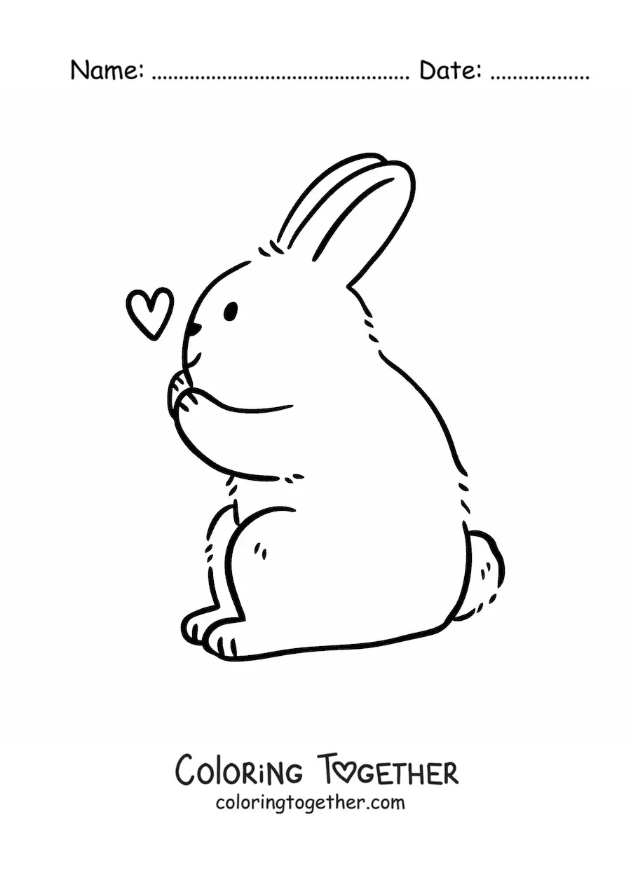 Coloring page of a rabbit with a heart