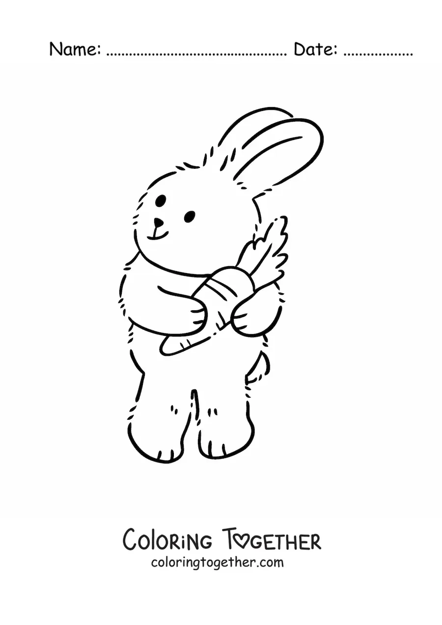 Coloring page of a big cartoon rabbit with a carrot