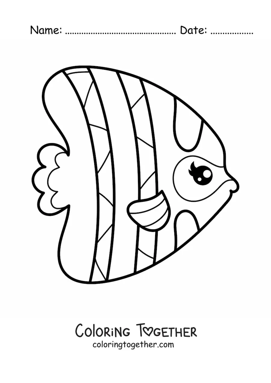 Coloring page of a kawaii angelfish