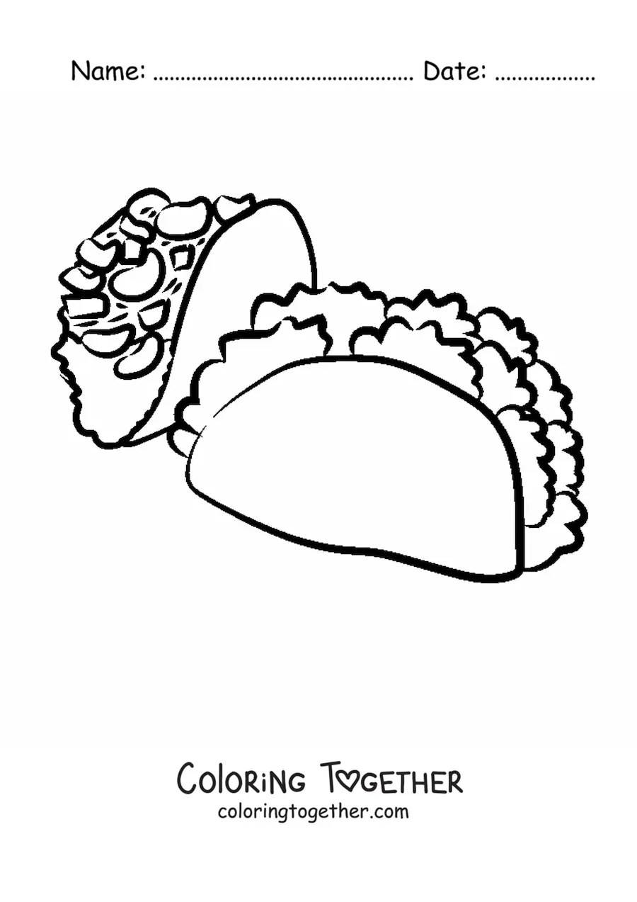 Coloring page of two tacos