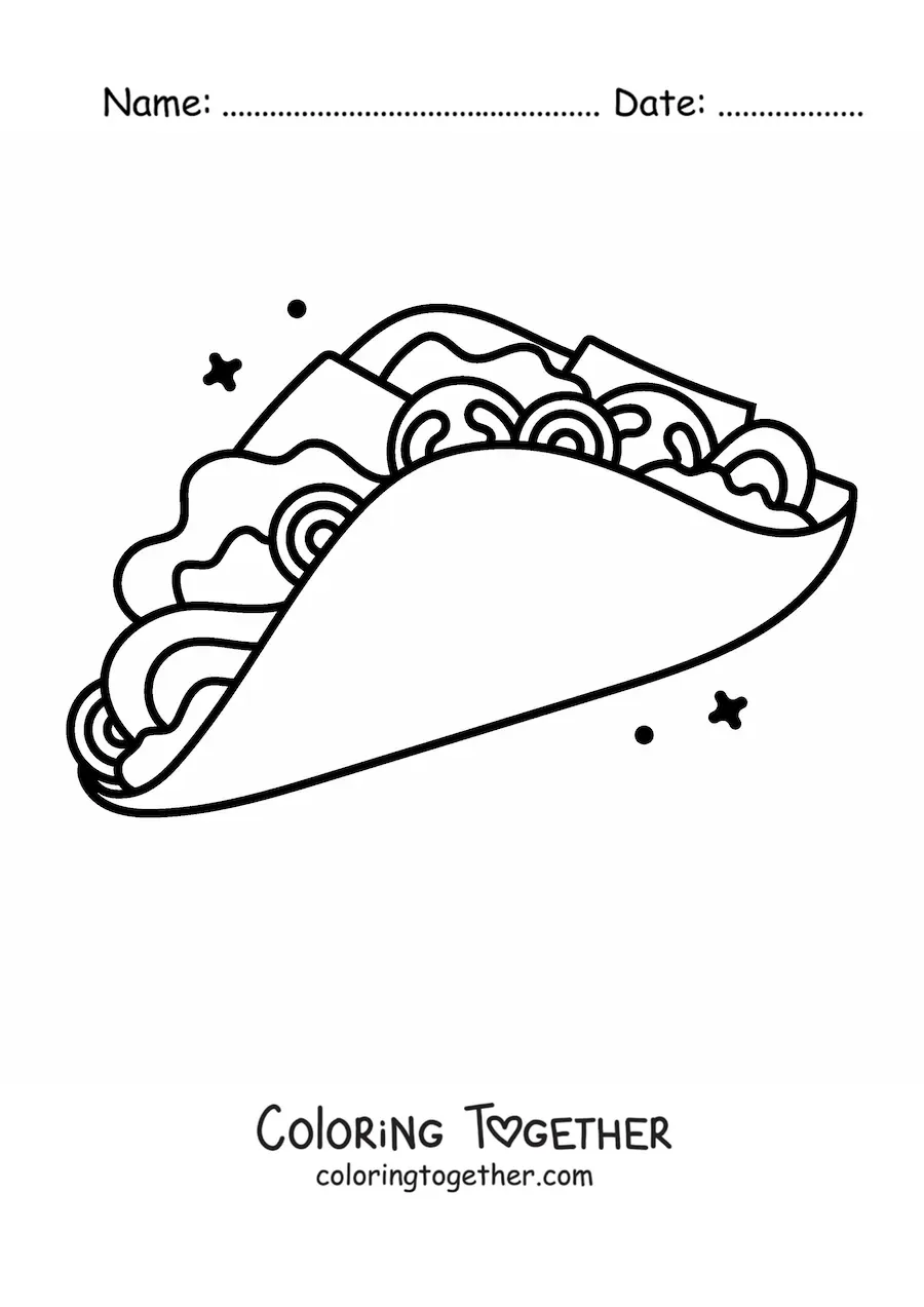 Coloring page of a taco