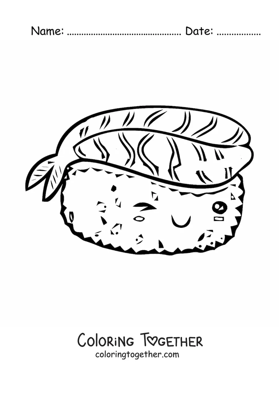 Coloring page of big kawaii sushi