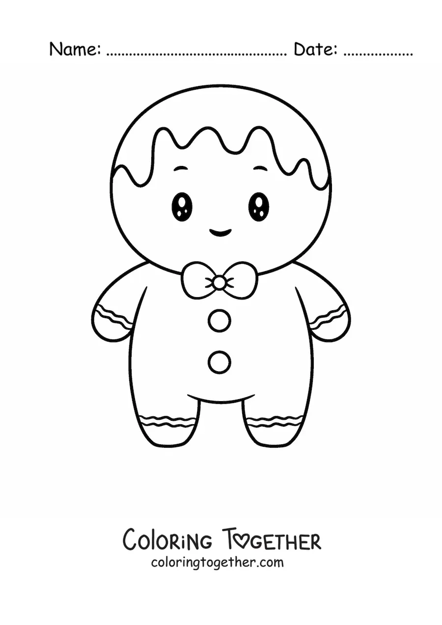 Coloring page of a gingerbread man