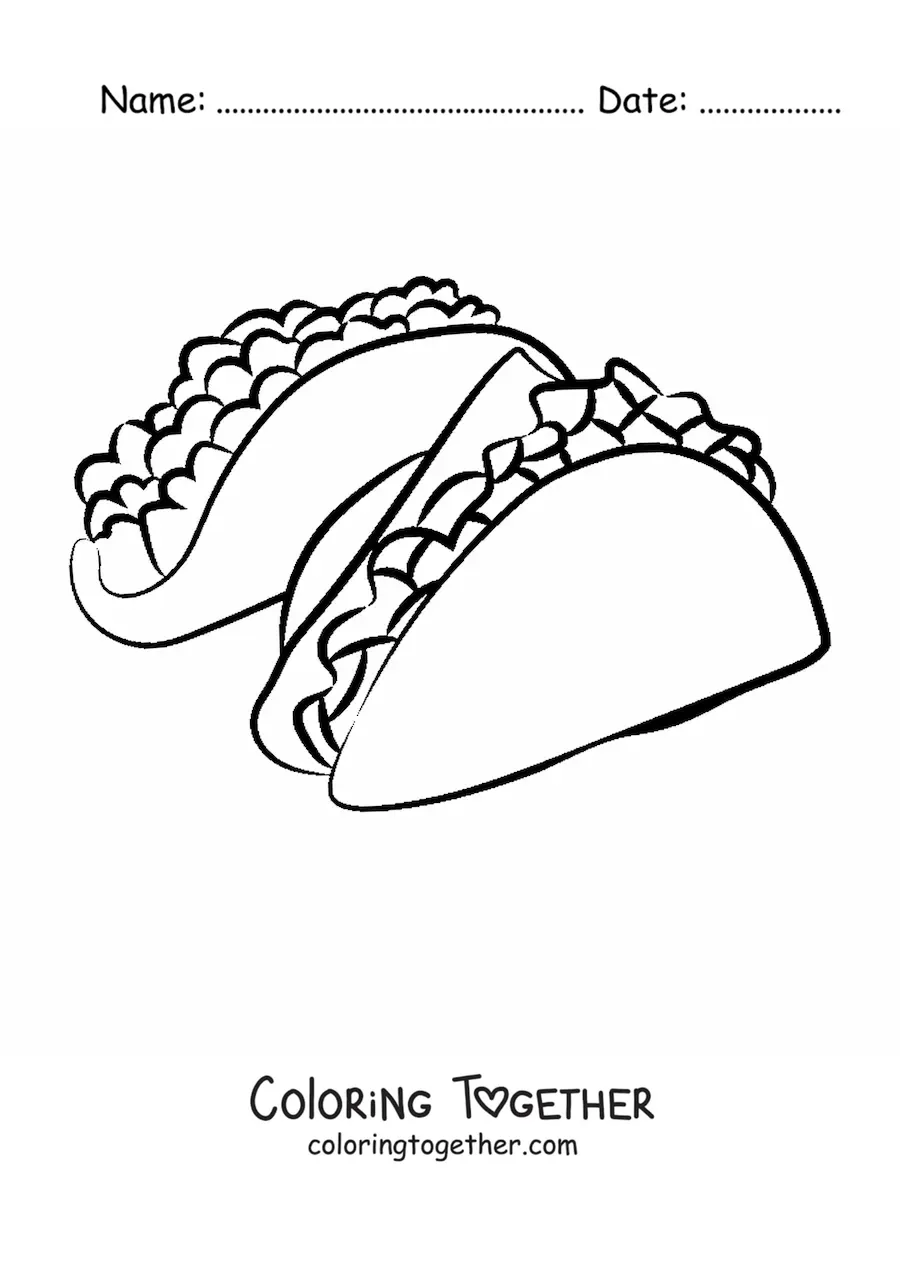 Coloring page of two tacos