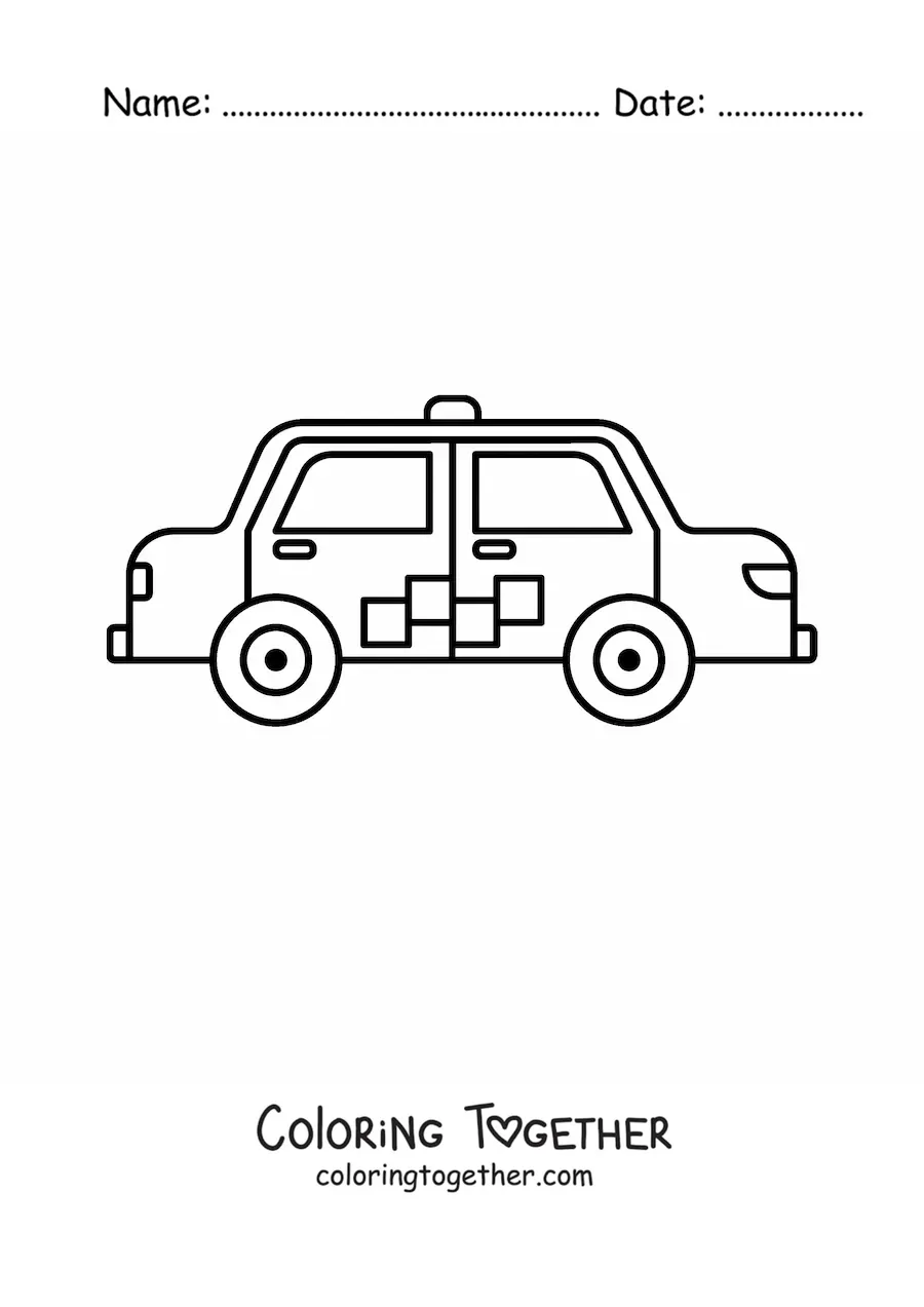 Coloring page of a taxi