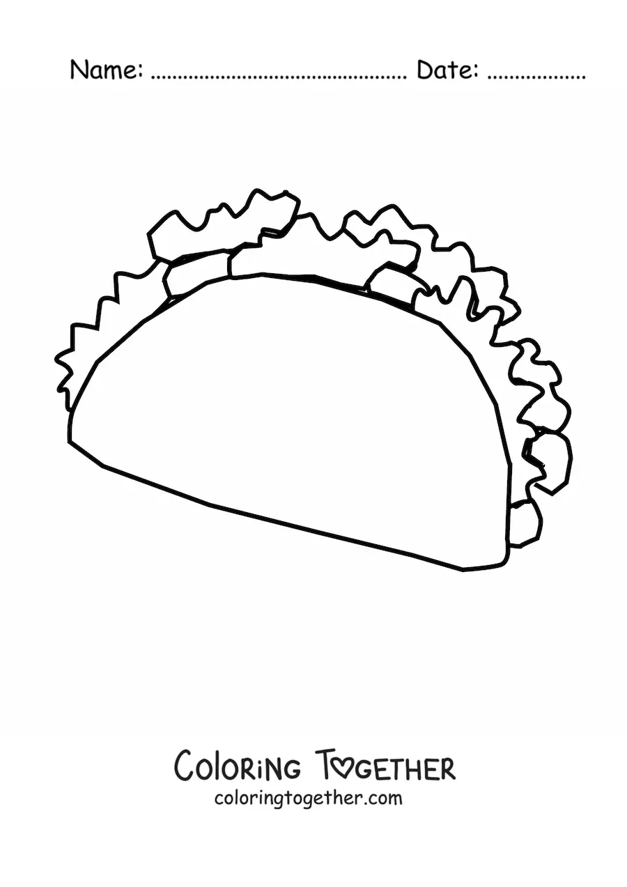 Coloring page of a taco
