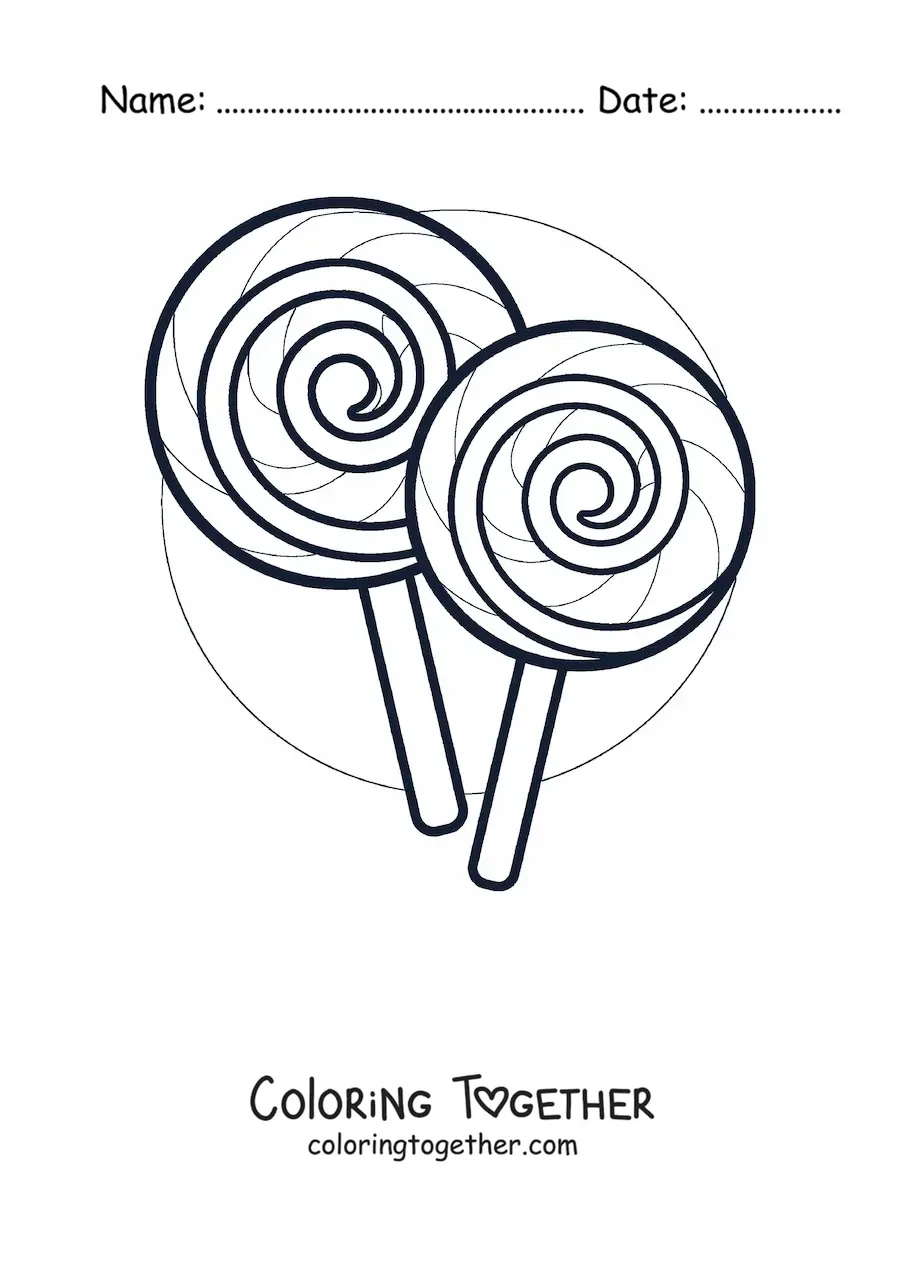 Coloring page of two spiral lollipops