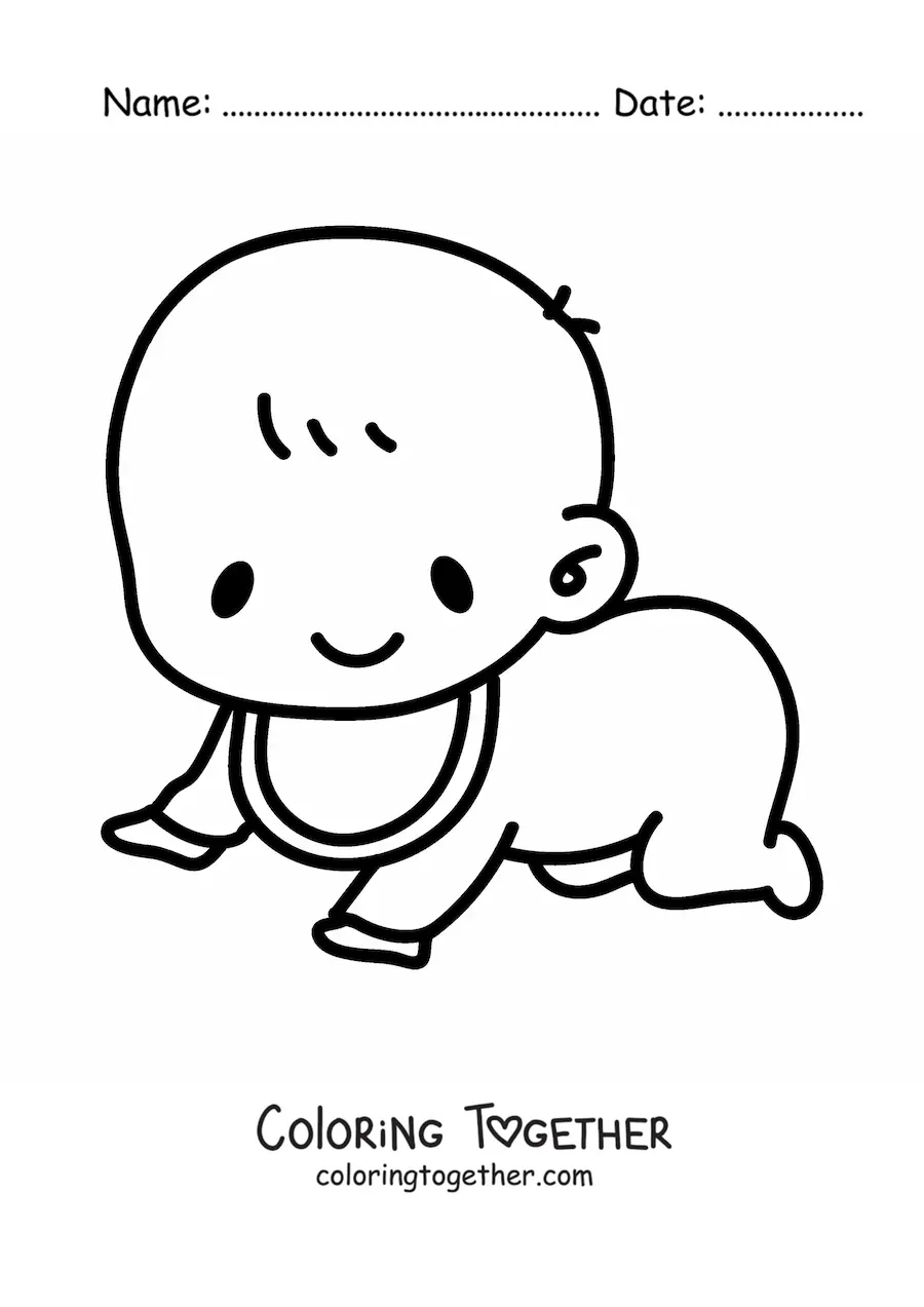 Coloring page of a crawling baby