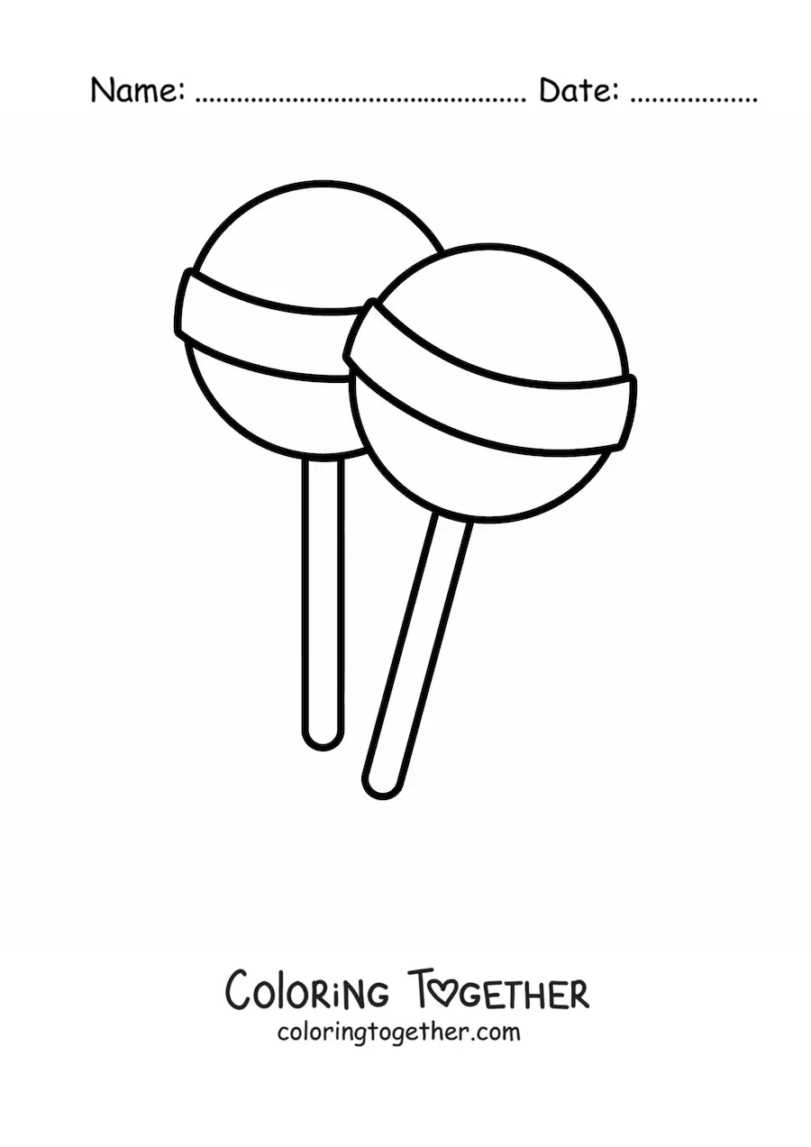 Coloring page of two lollipops