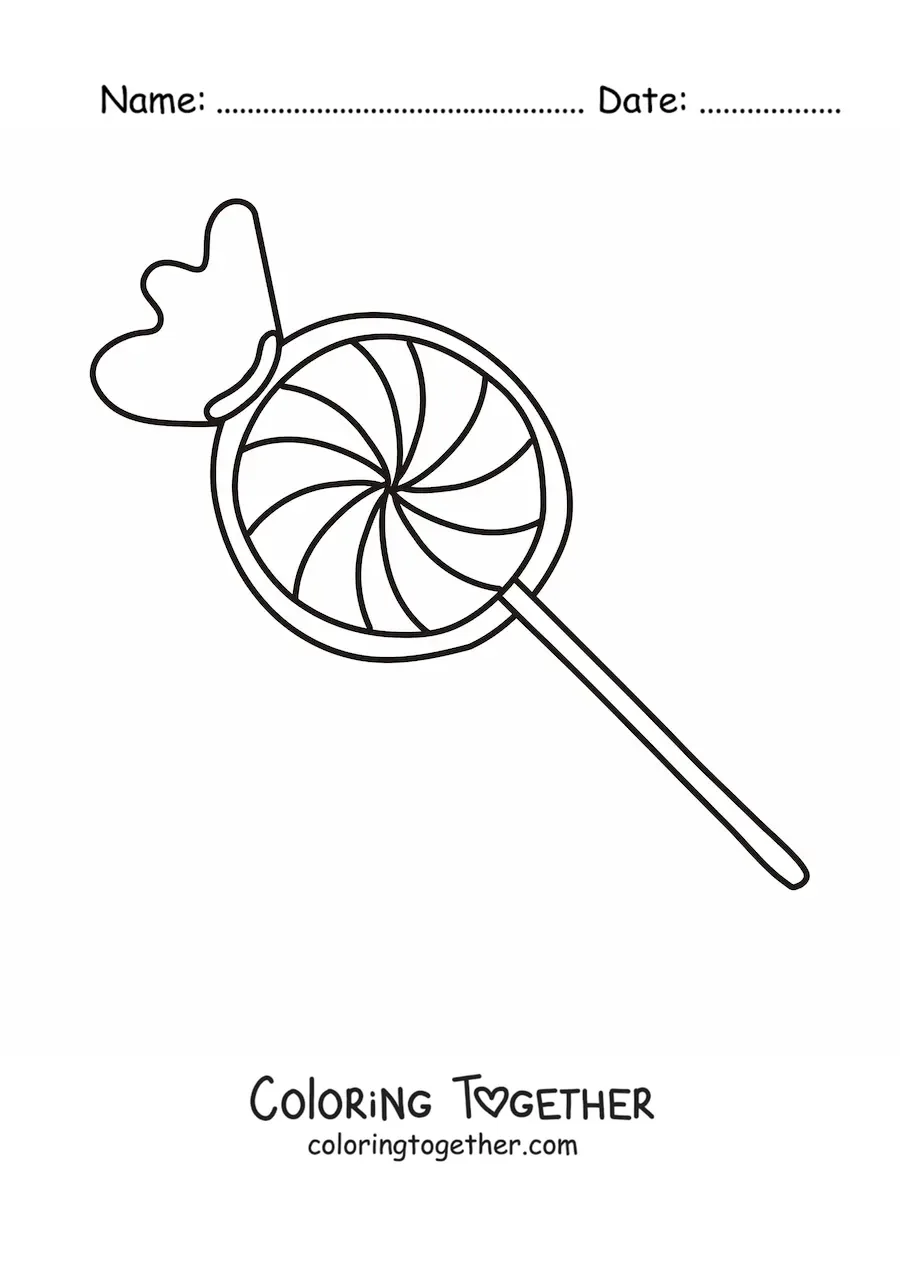 Coloring page of a lollipop with its wrapper