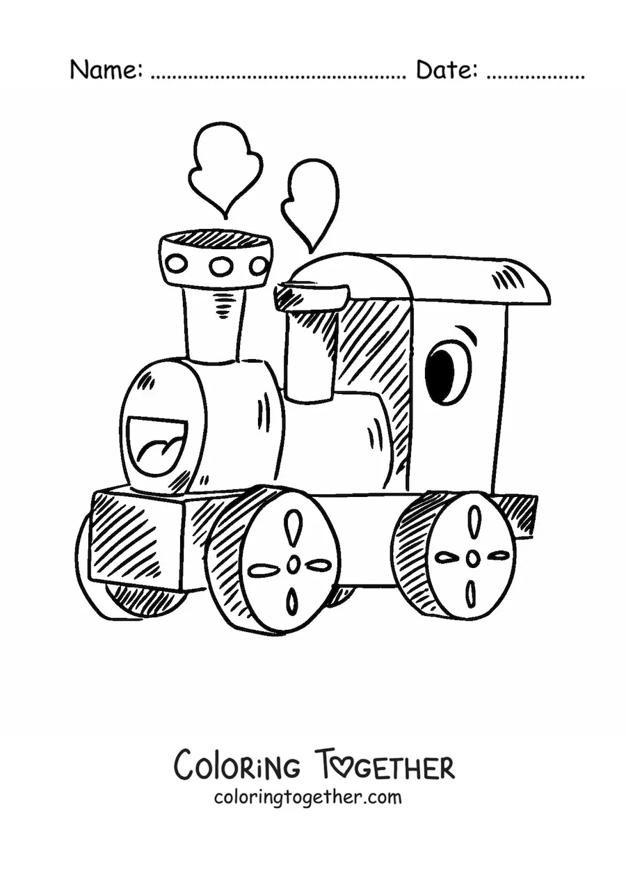 Coloring page of a cartoon train
