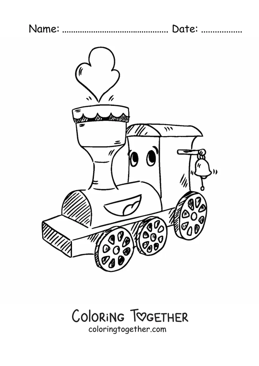 Coloring page of a cute cartoon train