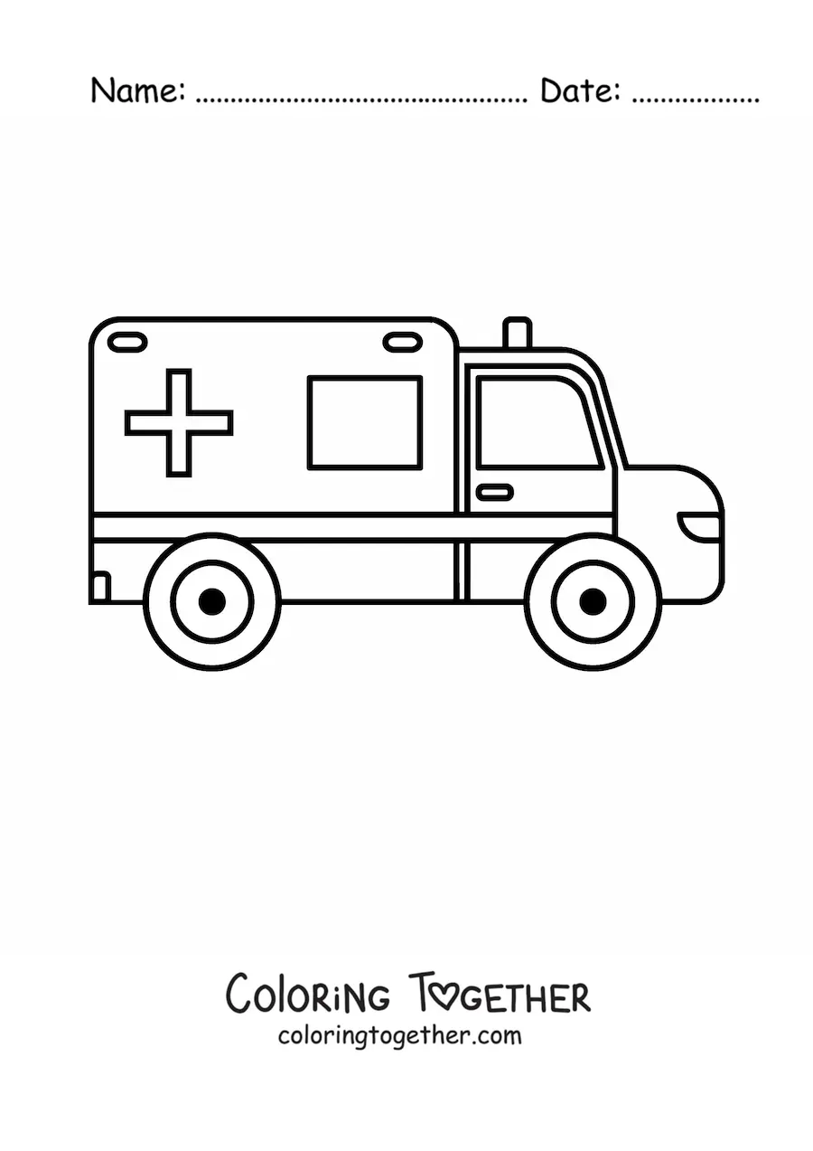 Coloring page of an ambulance