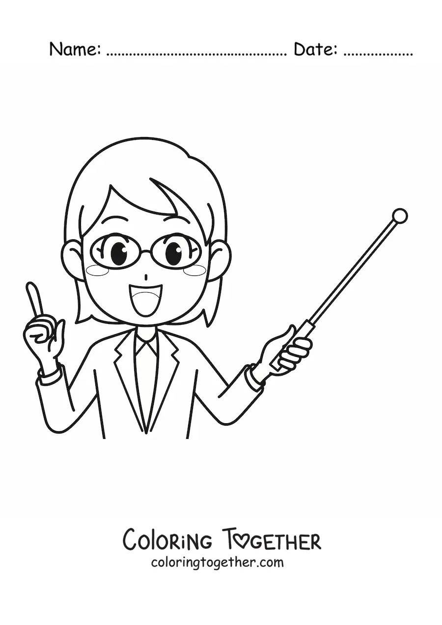 Coloring page of a teacher