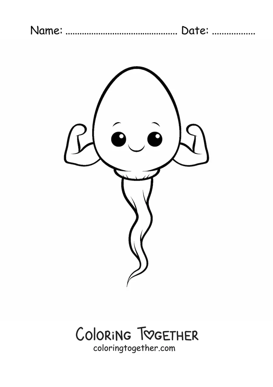 Coloring page of a kawaii sperm cell