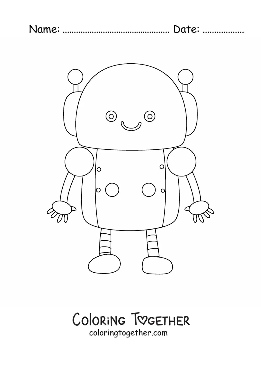 Coloring page of a kawaii robot