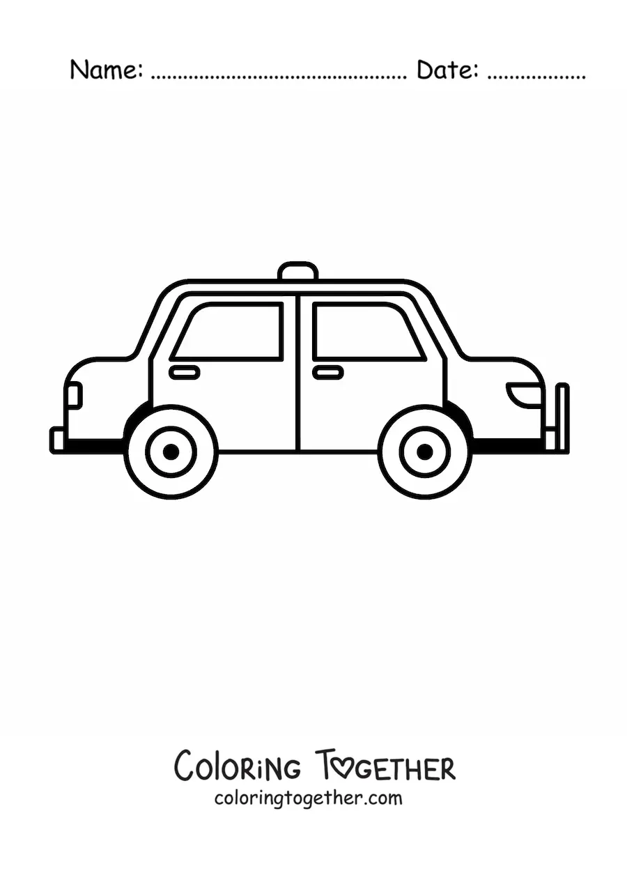 Coloring page of a police car