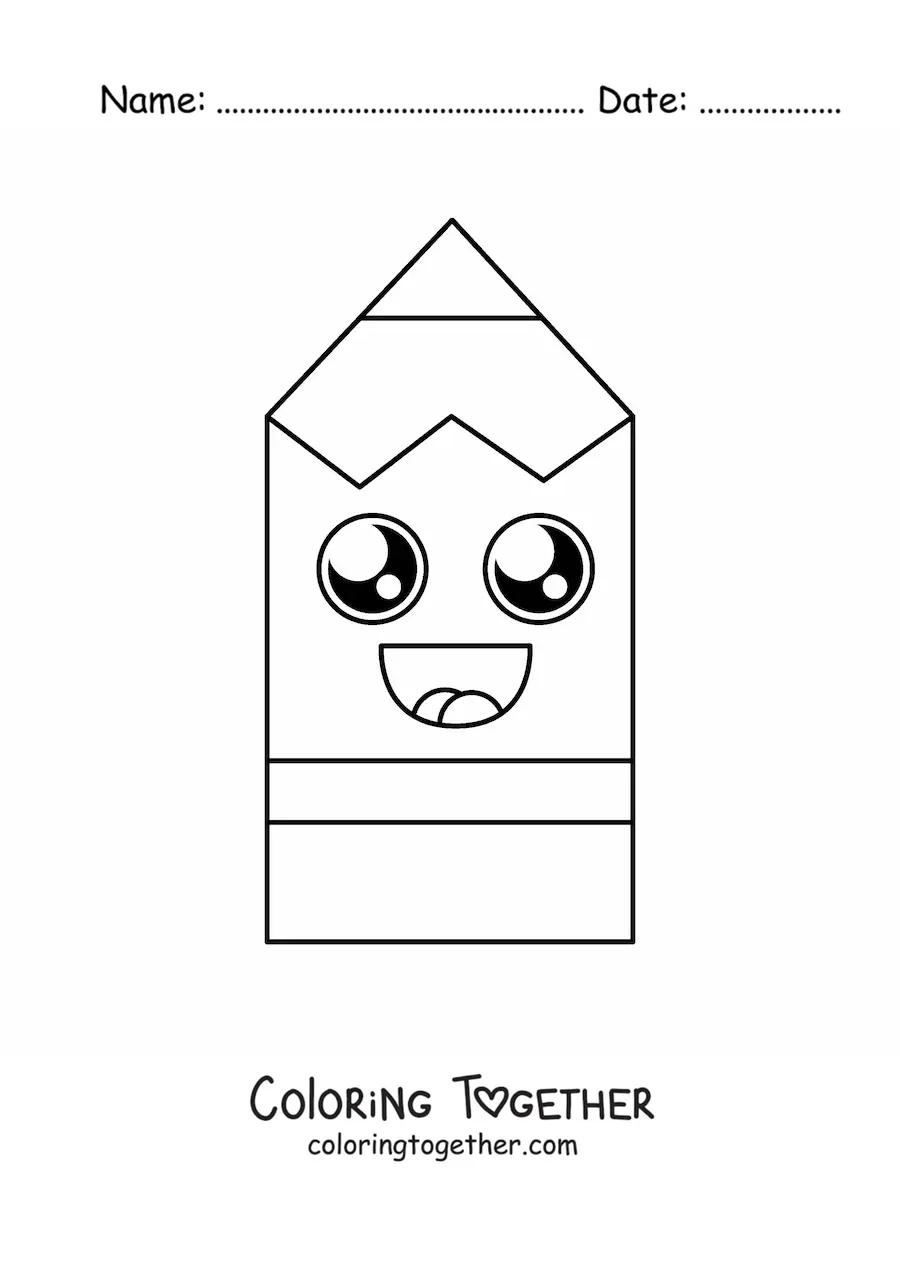 Coloring page of a kawaii pencil