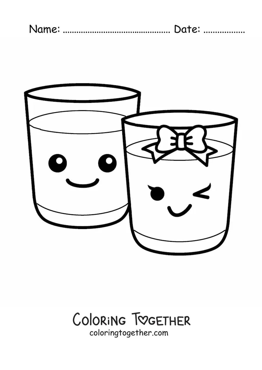 Coloring page of full kawaii glasses