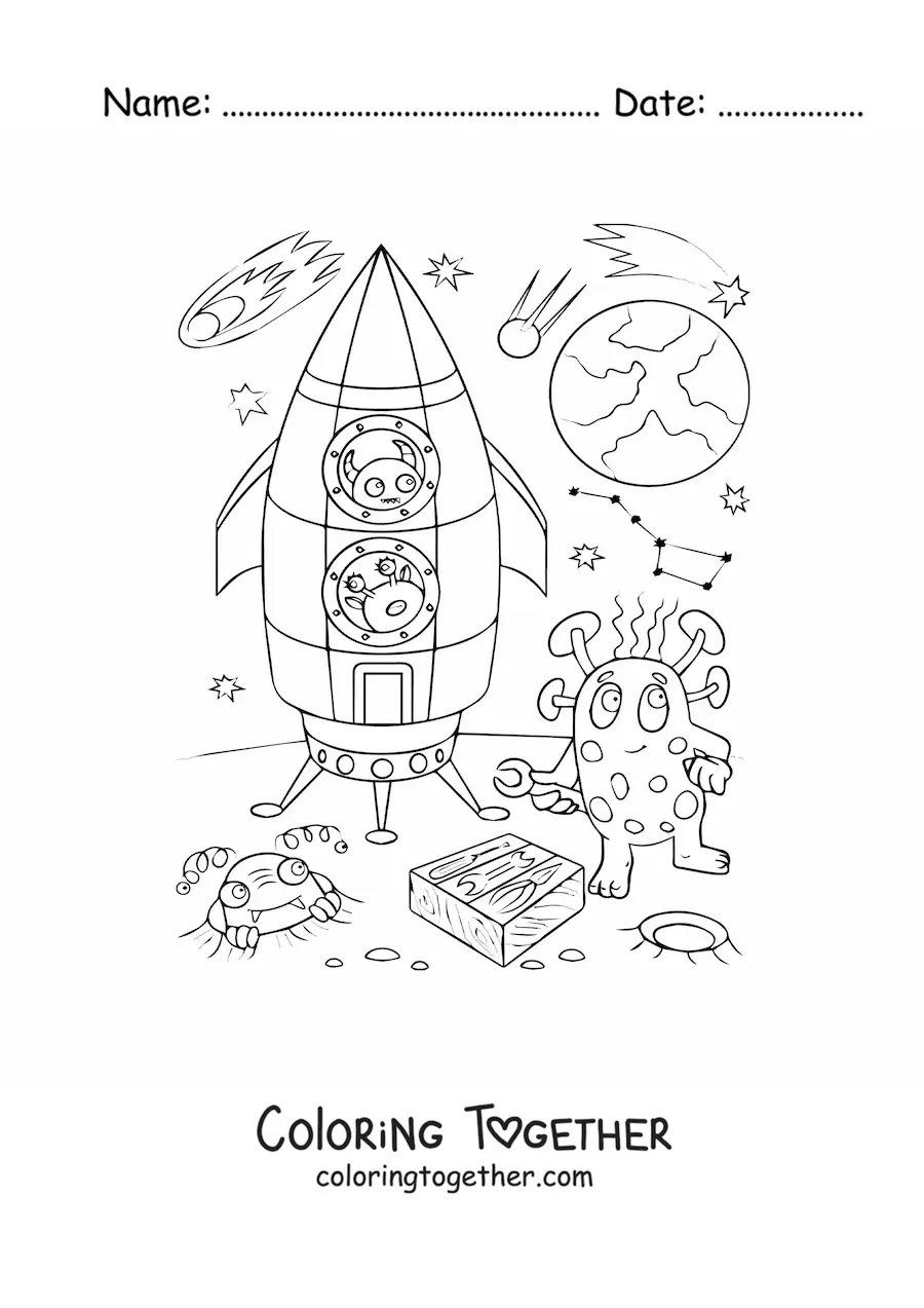 Coloring page of life from another planet