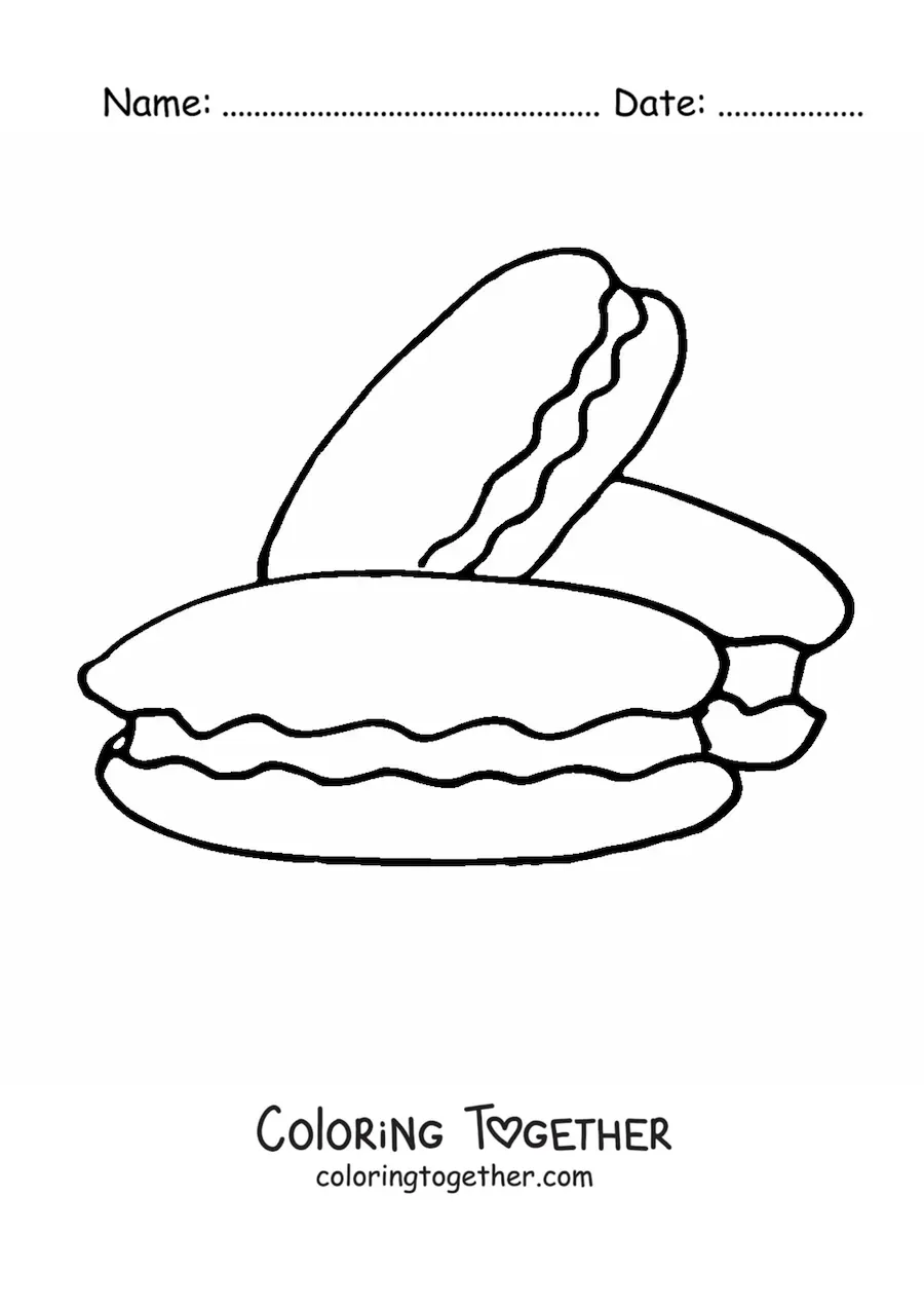 Coloring page of three filled cookies