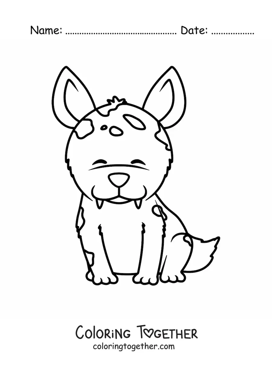 Coloring page of an animated hyena