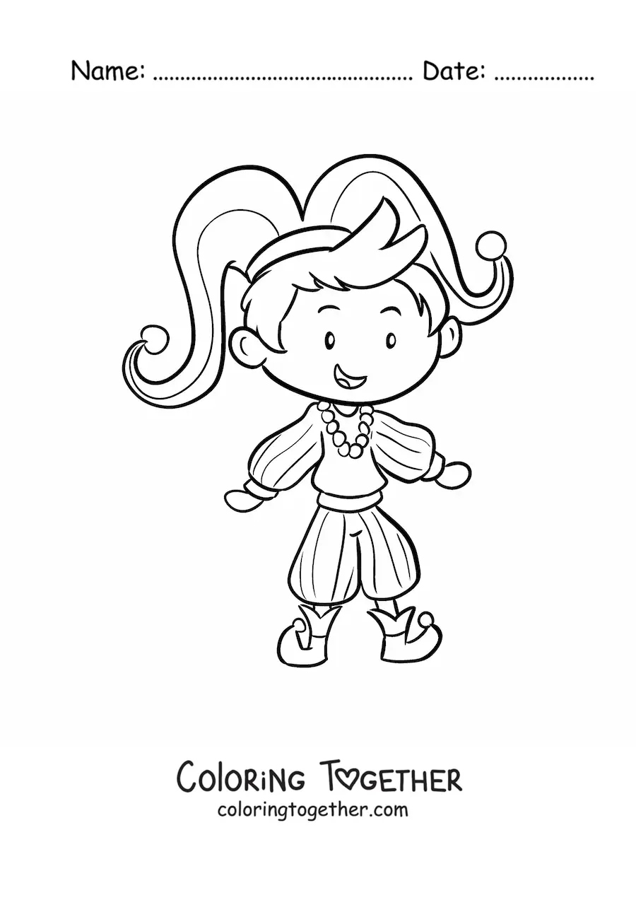 Coloring page of a boy in a Carnival costume