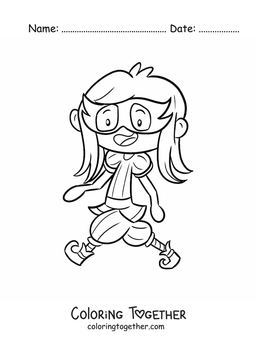Coloring page of a girl with a mask parading at Carnival