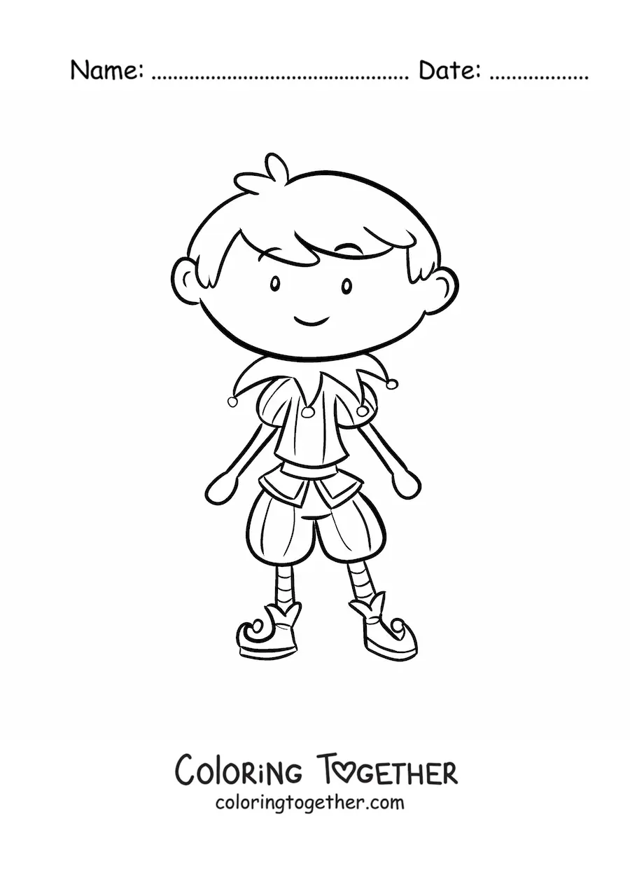 Coloring page of a boy dressed up for Carnival