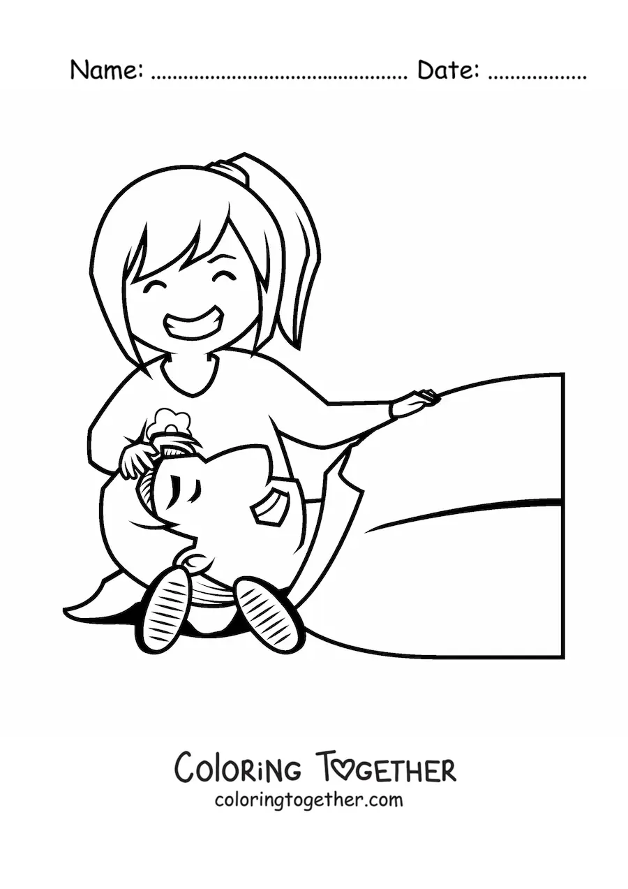 Coloring page of a father and daughter