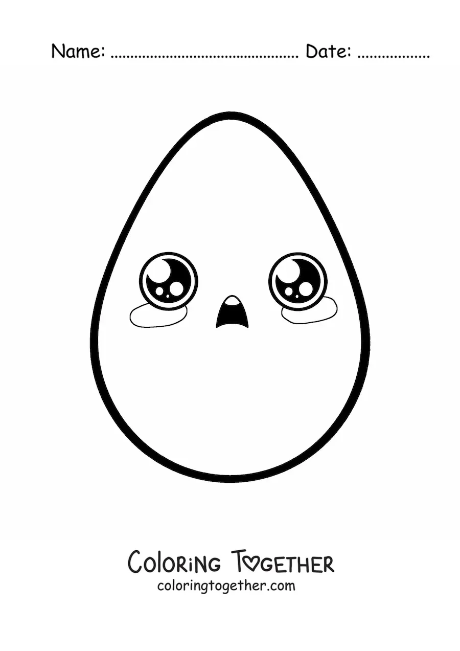 Coloring page of an easy cute kawaii egg