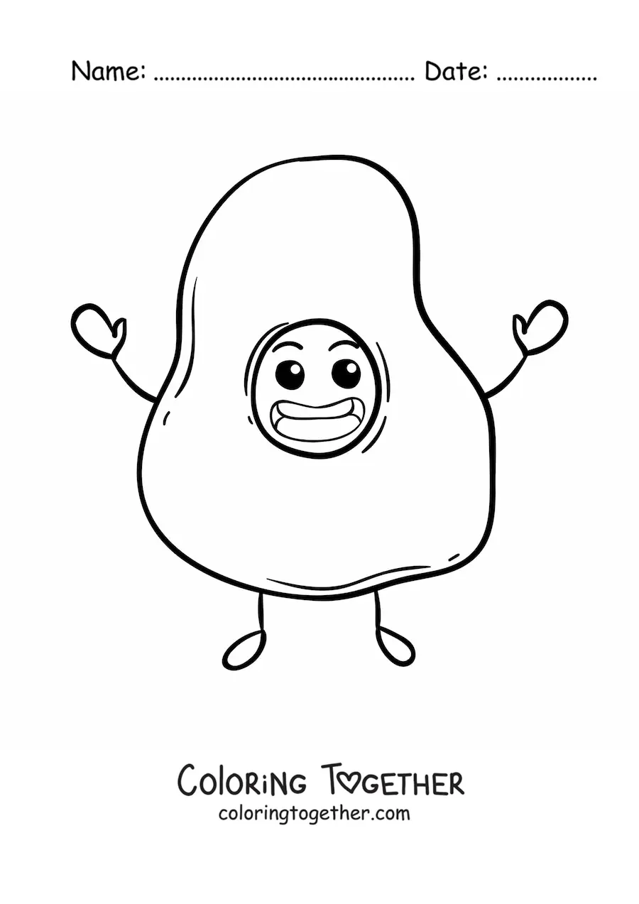 Coloring page of a big cartoon fried egg