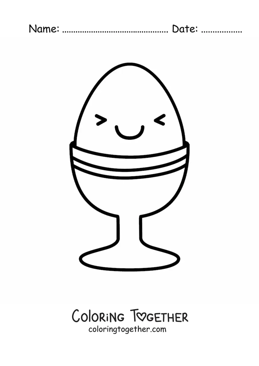 Coloring page of a big cute kawaii egg
