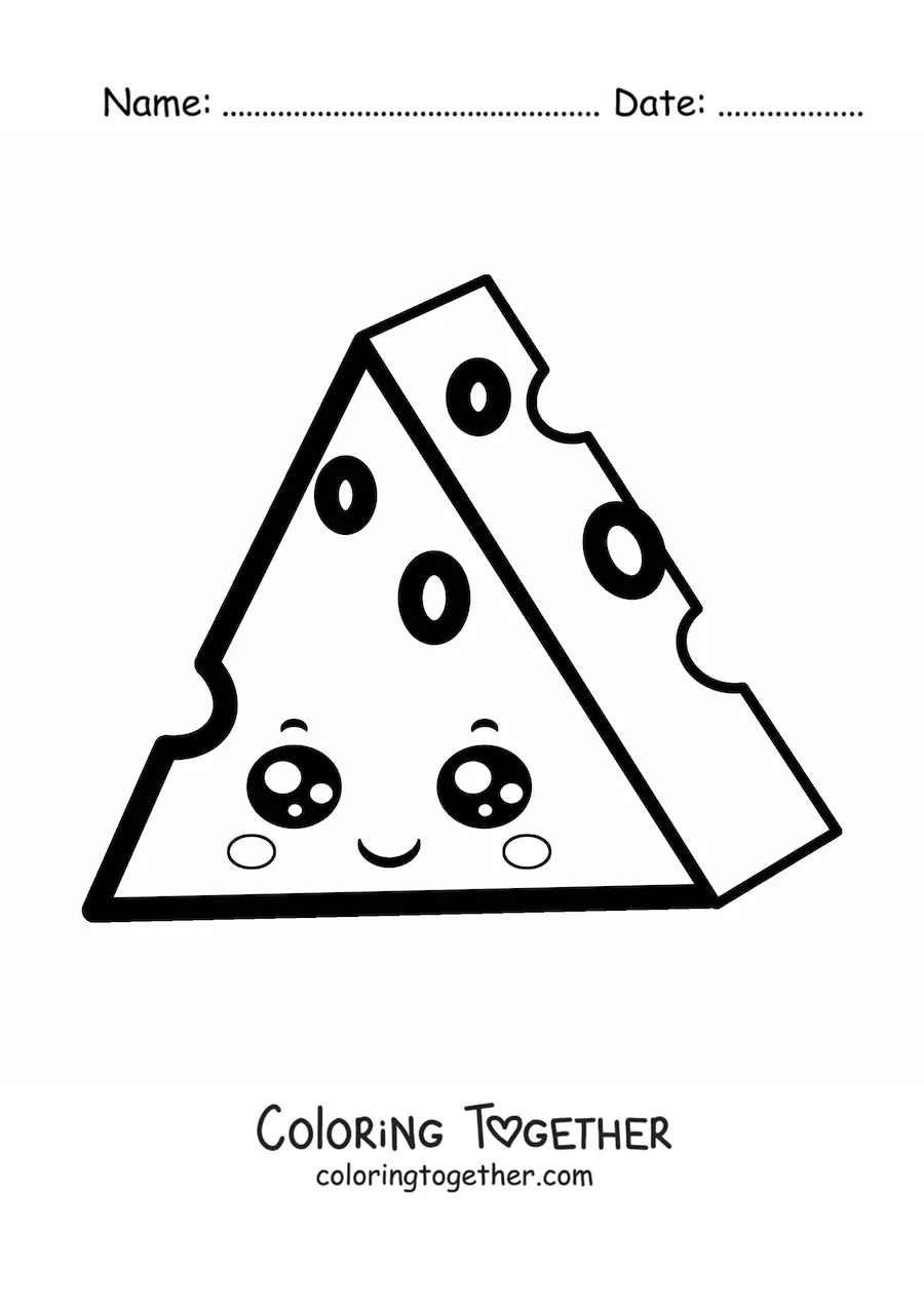 Coloring page of kawaii cheese