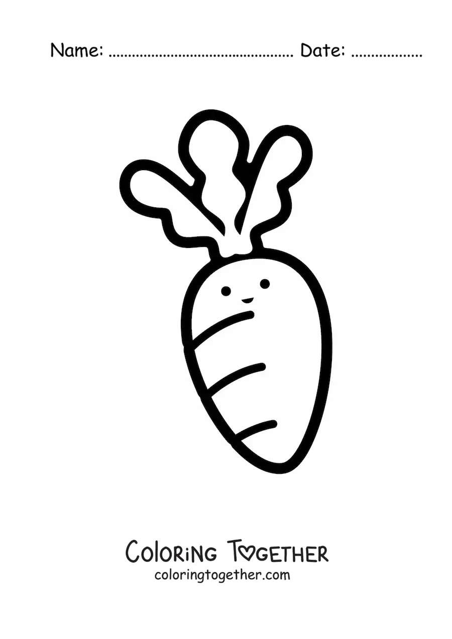 Coloring page of a kawaii carrot