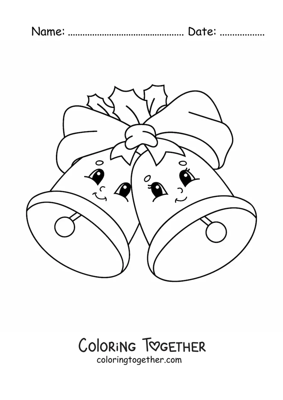 Coloring page of cartoon Christmas bells