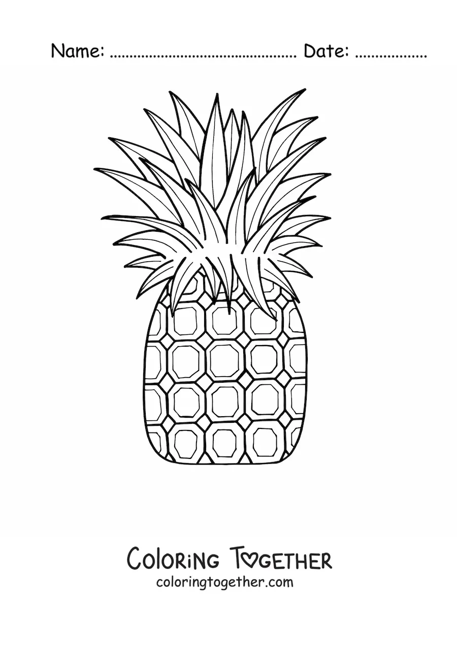 Coloring page of a pineapple