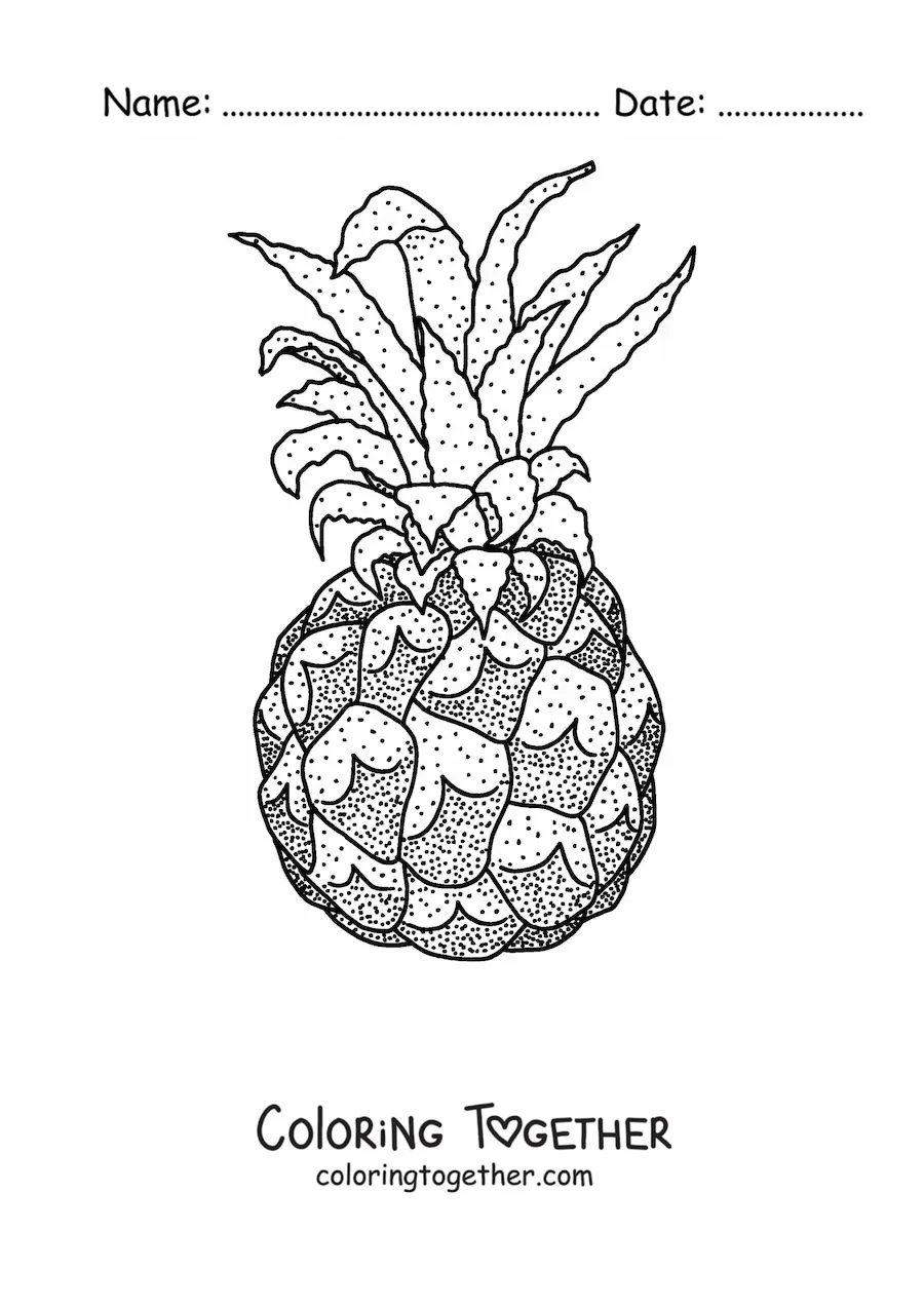 Coloring page of a pineapple