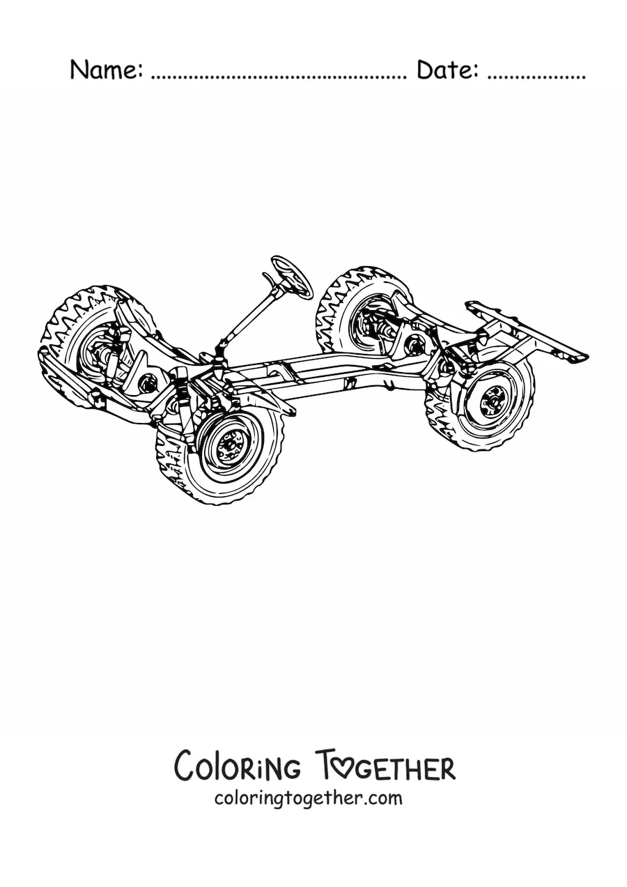 Coloring page of a car chassis