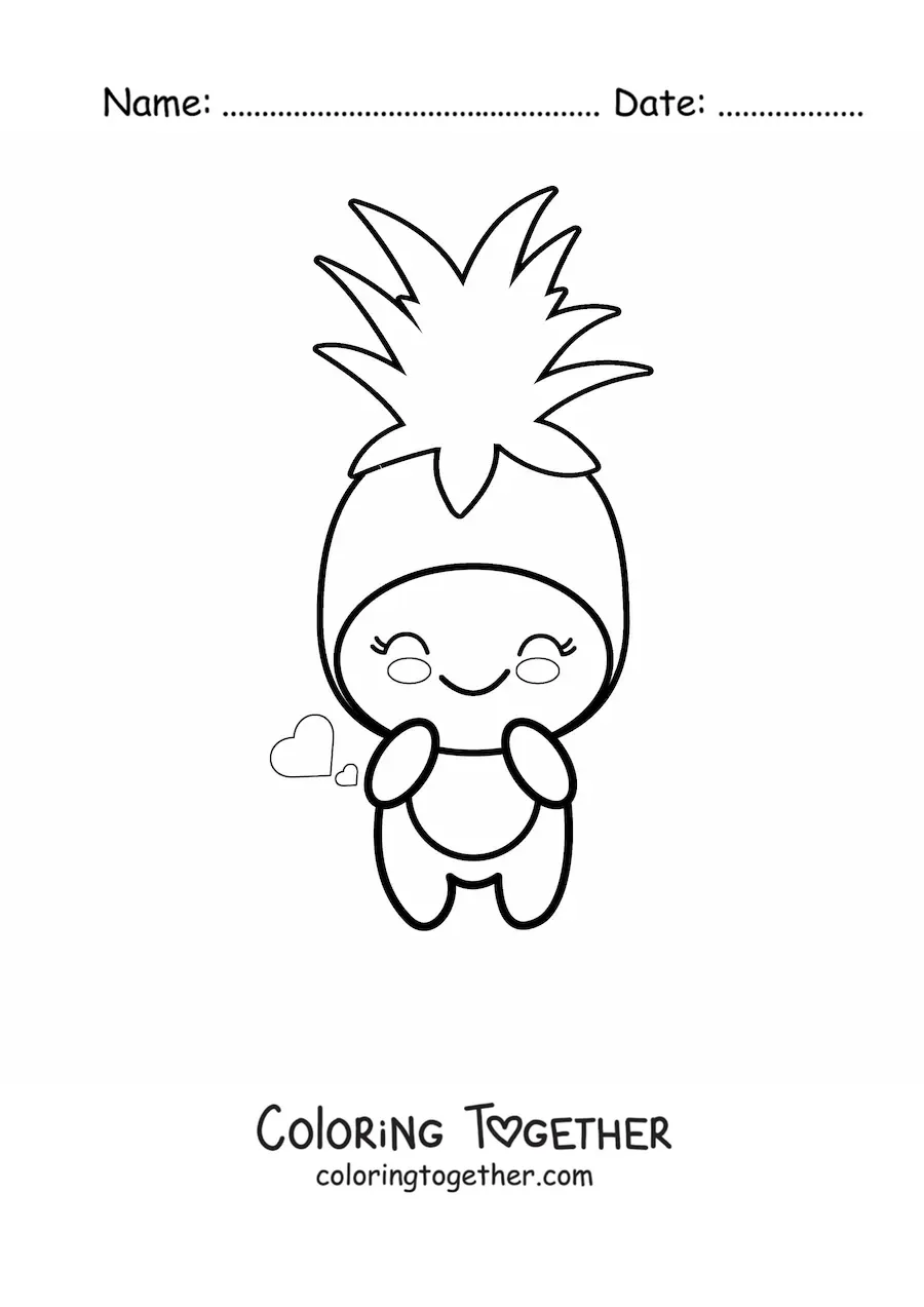 Coloring page of a pineapple costume