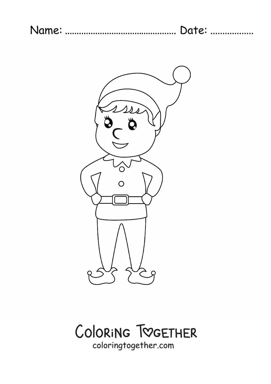 Coloring page of a cute kawaii leprechaun