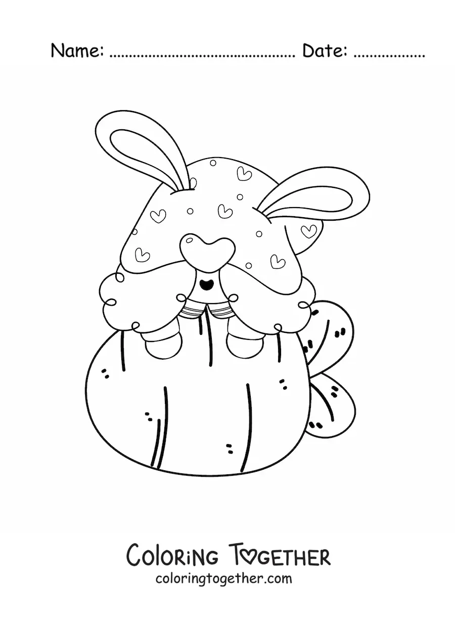 Coloring page of an Easter gnome with a giant carrot